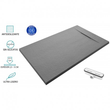Base de Duche Cinza Acetinado – Antiderrapante e Ultraligeira Mod. NILO