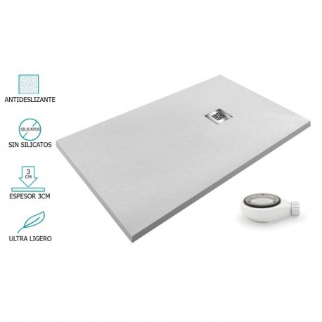 Base de Duche Cinza Claro AIRSTONE Ultra-Leve Antiderrapante
