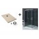 Base de Duche de resina cor grafite + Resguardo de Duche Angular Mod. SALADA 2 vidros fixos + 2 portas de correr